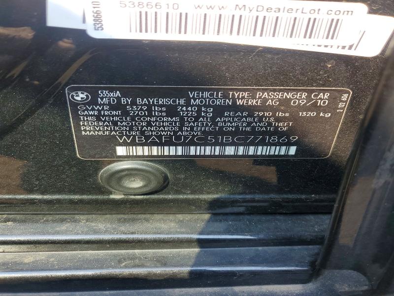 63864576 :رقم المزاد ، WBAFU7C51BC771869 vin ، 2011 Bmw 535 مزاد بيع