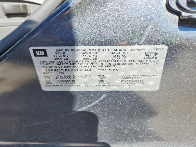Продаж на аукціоні авто 2017 Gmc Terrain, vin: 2GKALPEK6H6152340, номер лоту: 66753746