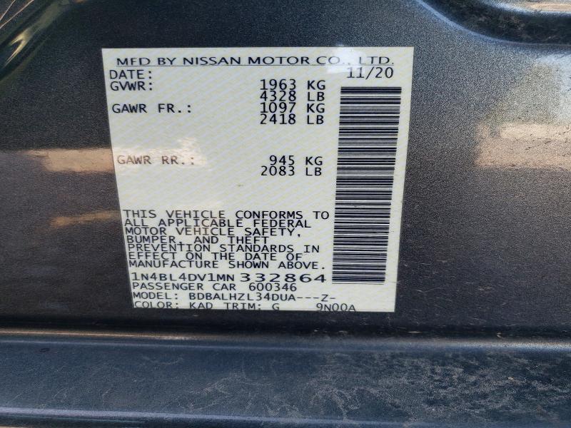Продаж на аукціоні авто 2021 Nissan Altima, vin: 1N4BL4DV1MN332864, номер лоту: 66334476