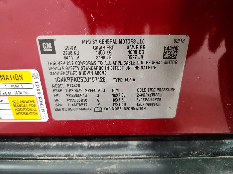 2013 Gmc Acadia მანქანა იყიდება აუქციონზე, vin: 1GKKRPKD5DJ197128, აუქციონის ნომერი: 64501066