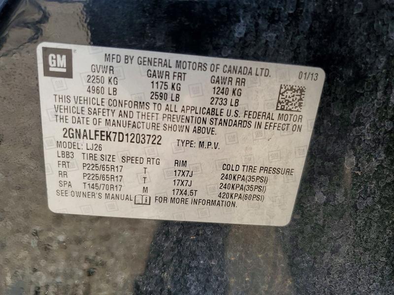 Aukcja sprzedaży 2013 Chevrolet Equinox, vin: 2GNALFEK7D1203722, numer aukcji: 66323956