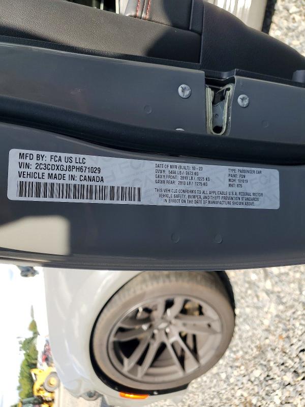 2023 Dodge Charger მანქანა იყიდება აუქციონზე, vin: 2C3CDXGJ8PH671029, აუქციონის ნომერი: 66083536