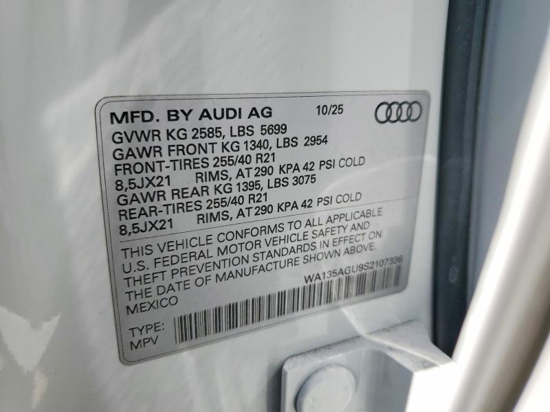 Aukcja sprzedaży 2025 Audi Sq5, vin: WA135AGU9S2107336, numer aukcji: 64577486