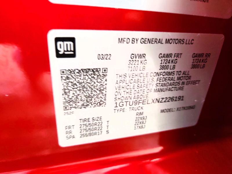 2022 Gmc Sierra Limited მანქანა იყიდება აუქციონზე, vin: 1GTU9FELXNZ226191, აუქციონის ნომერი: 66724506