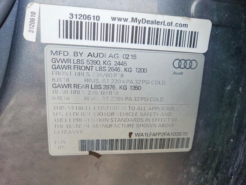 Aukcja sprzedaży 2015 Audi Q5, vin: WA1LFAFP2FA103570, numer aukcji: 64362626