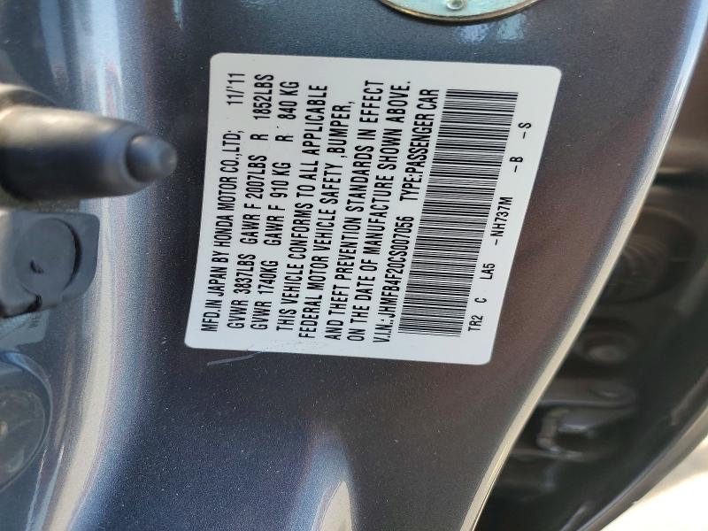 Aukcja sprzedaży 2012 Honda Civic, vin: JHMFB4F20CS007056, numer aukcji: 66302616