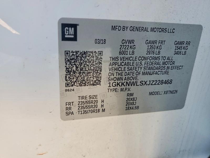 2018 Gmc Acadia მანქანა იყიდება აუქციონზე, vin: 1GKKNWLSXJZ228468, აუქციონის ნომერი: 63543166