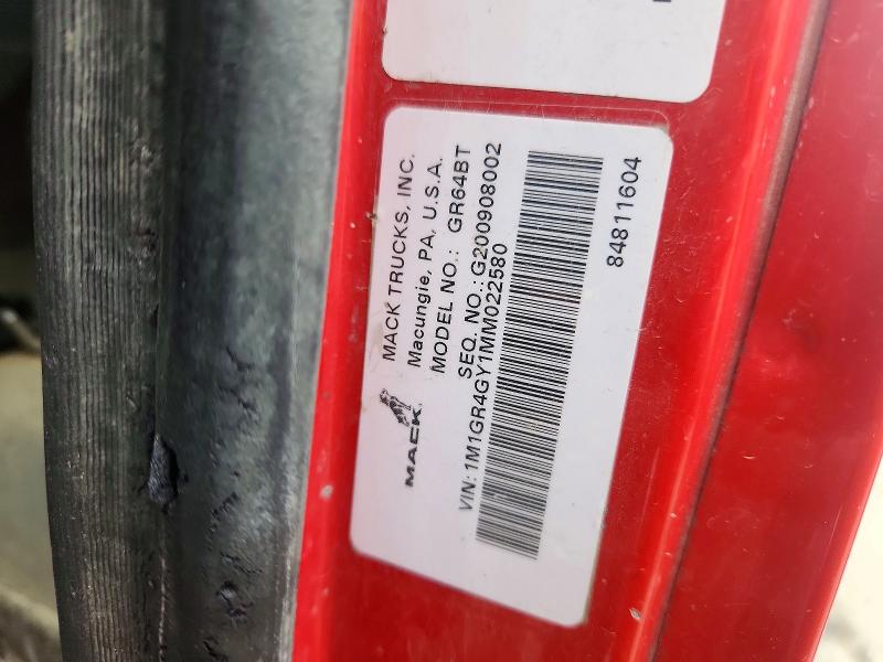 2021 Mack Granite მანქანა იყიდება აუქციონზე, vin: 1M1GR4GY1MM022580, აუქციონის ნომერი: 63504956