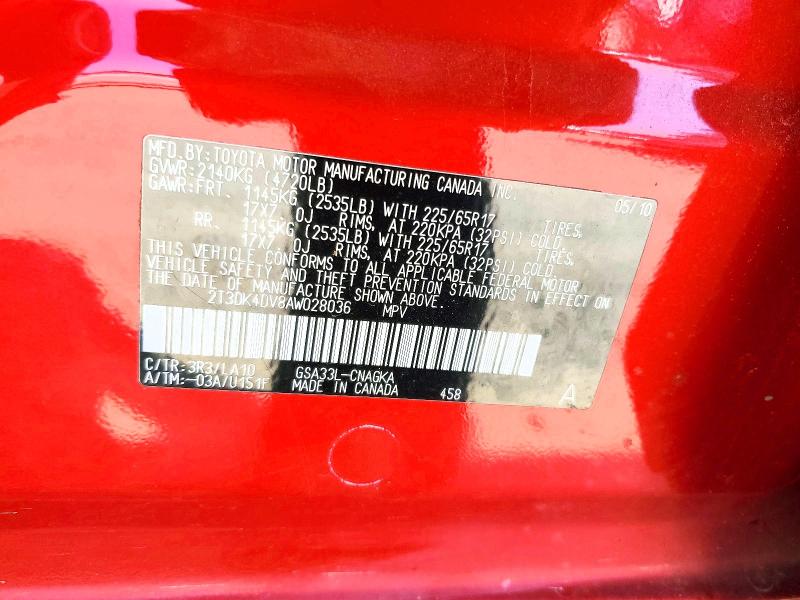 Продаж на аукціоні авто 2010 Toyota Rav4, vin: 2T3DK4DV8AW028036, номер лоту: 65036676