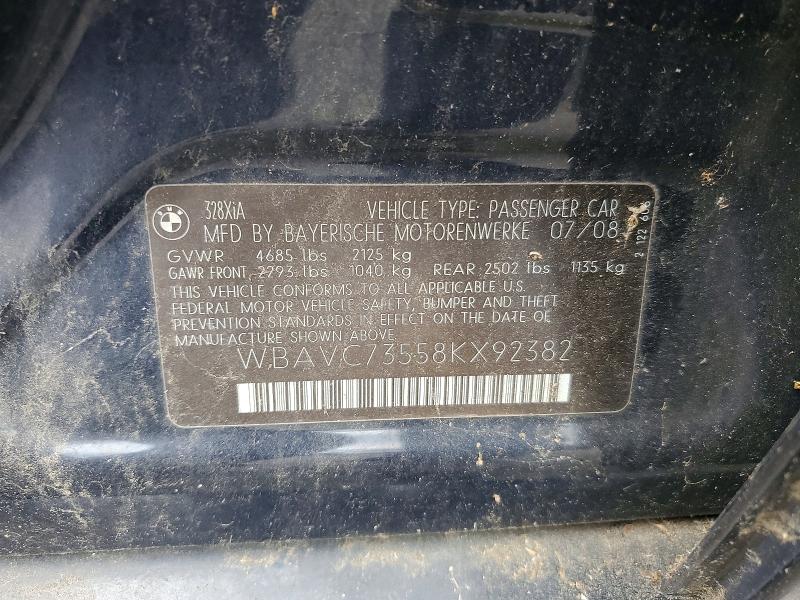 66383766 :رقم المزاد ، WBAVC73558KX92382 vin ، 2008 Bmw 328 مزاد بيع