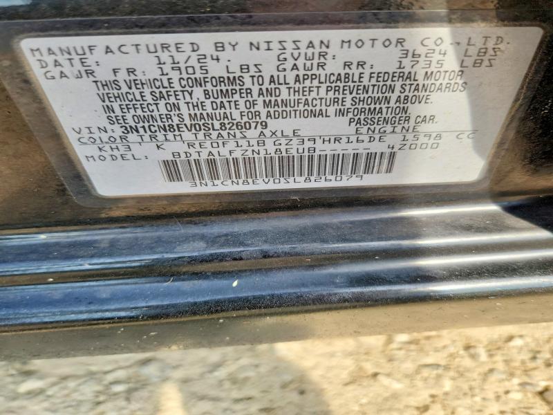 2025 Nissan Versa მანქანა იყიდება აუქციონზე, vin: 3N1CN8EV0SL826079, აუქციონის ნომერი: 64801116