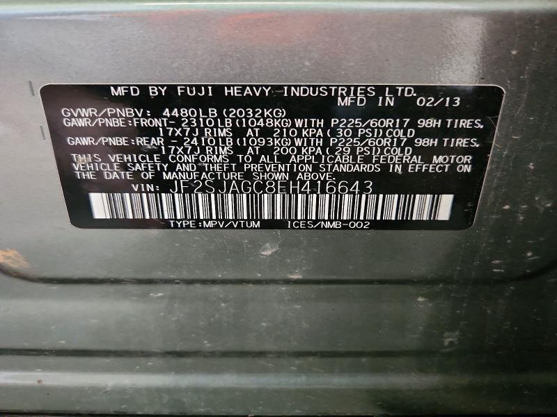 66569966 :رقم المزاد ، JF2SJAGC8EH416643 vin ، 2014 Subaru Forester مزاد بيع