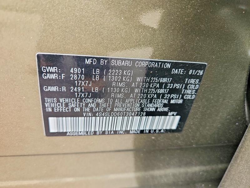Aukcja sprzedaży 2026 Subaru Forester, vin: 4S4SLDD60T3047128, numer aukcji: 66256666