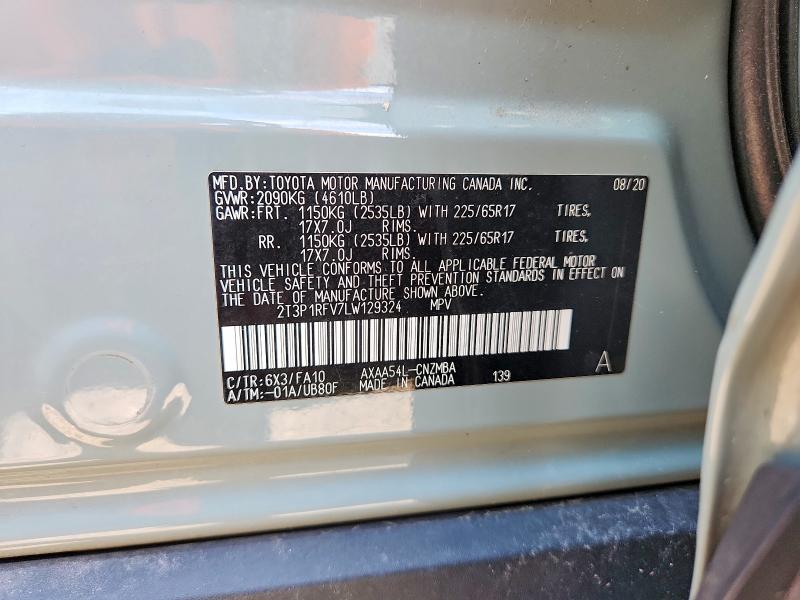2020 Toyota Rav4 მანქანა იყიდება აუქციონზე, vin: 2T3P1RFV7LW129324, აუქციონის ნომერი: 63164636