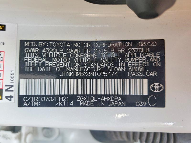 Продаж на аукціоні авто 2021 Toyota C-hr, vin: JTNKHMBX3M1095474, номер лоту: 62858466