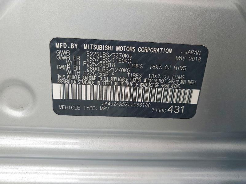 Aukcja sprzedaży 2018 Mitsubishi Outlander, vin: JA4J24A5XJZ066188, numer aukcji: 65659946