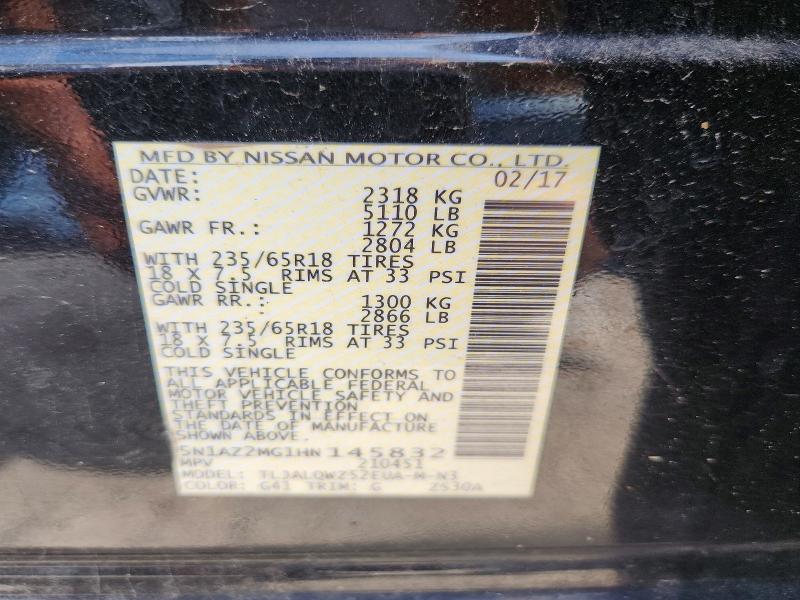 Продаж на аукціоні авто 2017 Nissan Murano, vin: 5N1AZ2MG1HN145832, номер лоту: 64839186