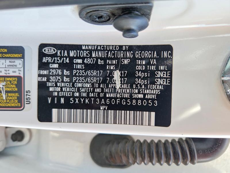 61452356 :رقم المزاد ، 5XYKT3A60FG588053 vin ، 2015 Kia Sorento مزاد بيع