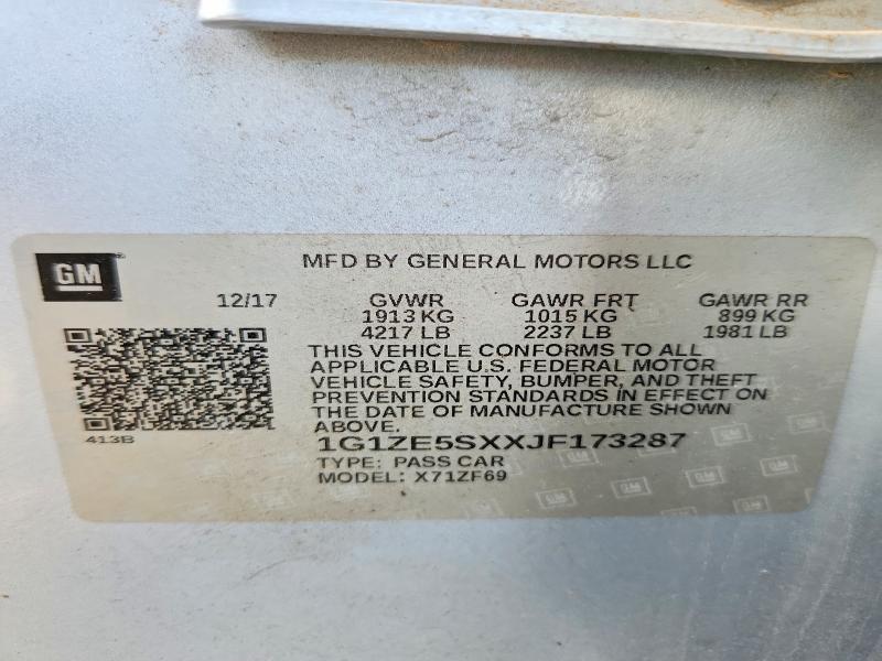 Aukcja sprzedaży 2018 Chevrolet Malibu, vin: 1G1ZE5SXXJF173287, numer aukcji: 65809746