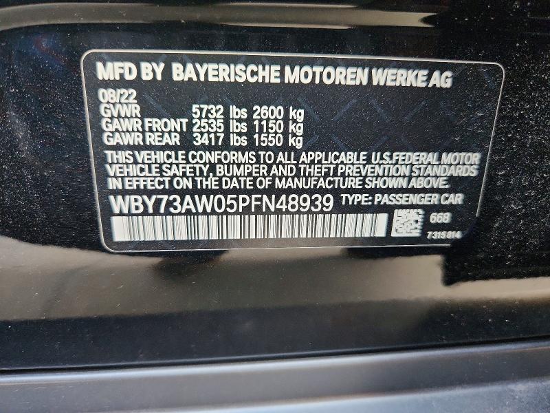 64089506 :رقم المزاد ، WBY73AW05PFN48939 vin ، 2023 Bmw I4 مزاد بيع