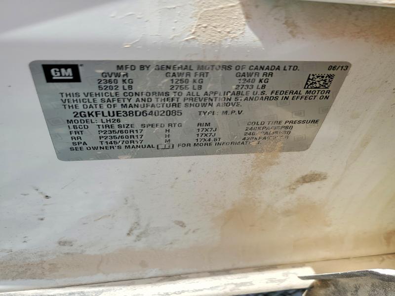 Aukcja sprzedaży 2013 Gmc Terrain, vin: 2GKFLUE38D6402085, numer aukcji: 85609205