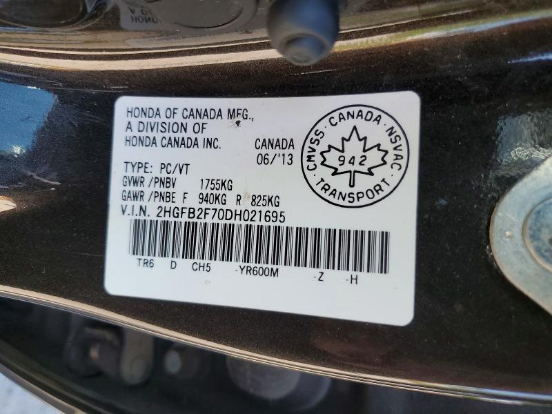 Продажа на аукционе авто 2013 Honda Civic, vin: 2HGFB2F70DH021695, номер лота: 66027266