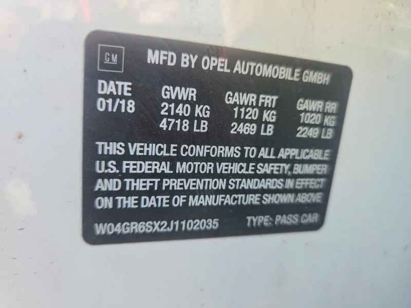 66297066 :رقم المزاد ، W04GR6SX2J1102035 vin ، 2018 Buick Regal مزاد بيع