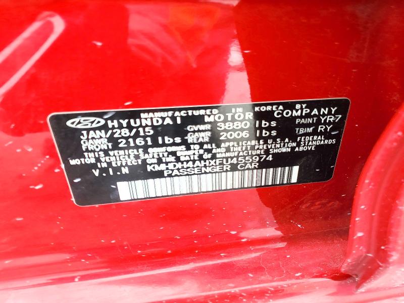 Продажа на аукционе авто 2015 Hyundai Elantra, vin: KMHDH4AHXFU455974, номер лота: 63616156