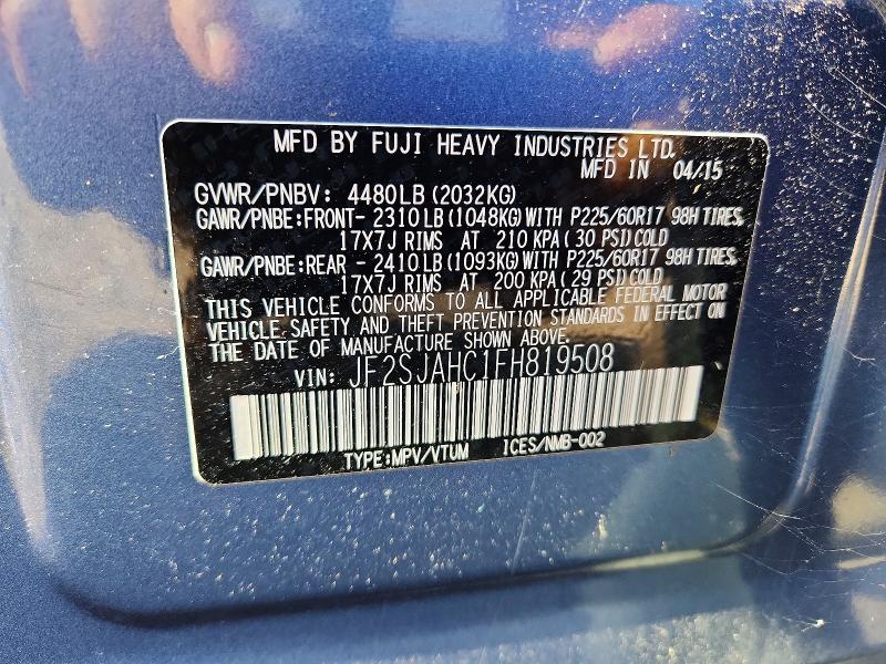 Aukcja sprzedaży 2015 Subaru Forester, vin: JF2SJAHC1FH819508, numer aukcji: 65376546