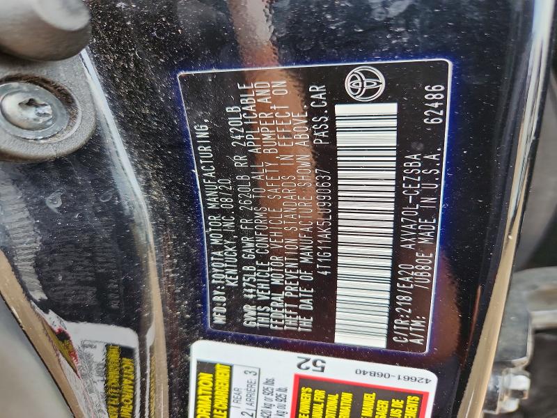 63842666 :رقم المزاد ، 4T1G11AK5LU990637 vin ، 2020 Toyota Camry مزاد بيع