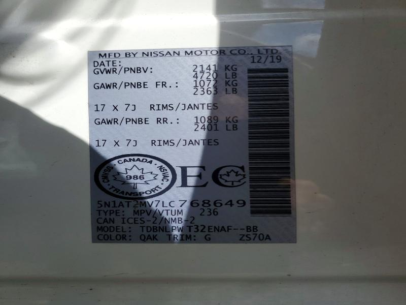 Продажа на аукционе авто 2020 Nissan Rogue, vin: 5N1AT2MV7LC768649, номер лота: 65670946