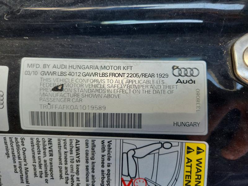 Продажа на аукционе авто 2010 Audi Tt, vin: TRUFFAFK0A1019589, номер лота: 65674836