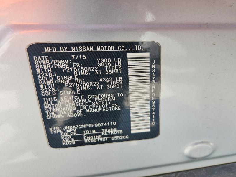 Aukcja sprzedaży 2015 Infiniti Qx80, vin: JN8AZ2NF9F9574110, numer aukcji: 63577026