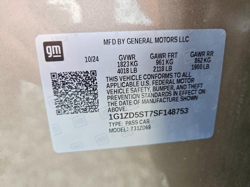 2025 Chevrolet Malibu მანქანა იყიდება აუქციონზე, vin: 1G1ZD5ST7SF148753, აუქციონის ნომერი: 63652486