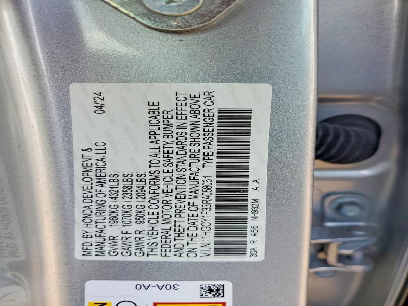 66274756 :رقم المزاد ، 1HGCY1F33RA058061 vin ، 2024 Honda Accord مزاد بيع