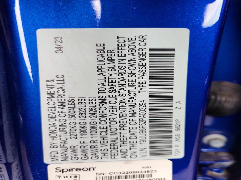2023 Acura Tlx მანქანა იყიდება აუქციონზე, vin: 19UUB6F52PA003294, აუქციონის ნომერი: 63051256