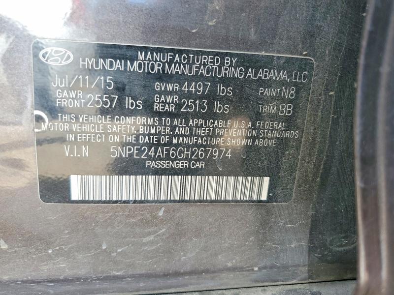 2016 Hyundai Sonata მანქანა იყიდება აუქციონზე, vin: 5NPE24AF6GH267974, აუქციონის ნომერი: 64659966