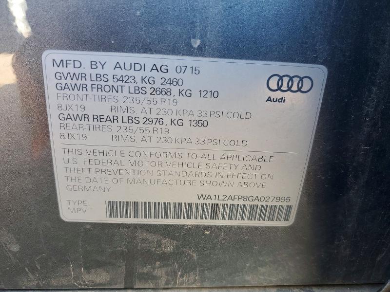 Aukcja sprzedaży 2016 Audi Q5, vin: WA1L2AFP8GA027995, numer aukcji: 64228386