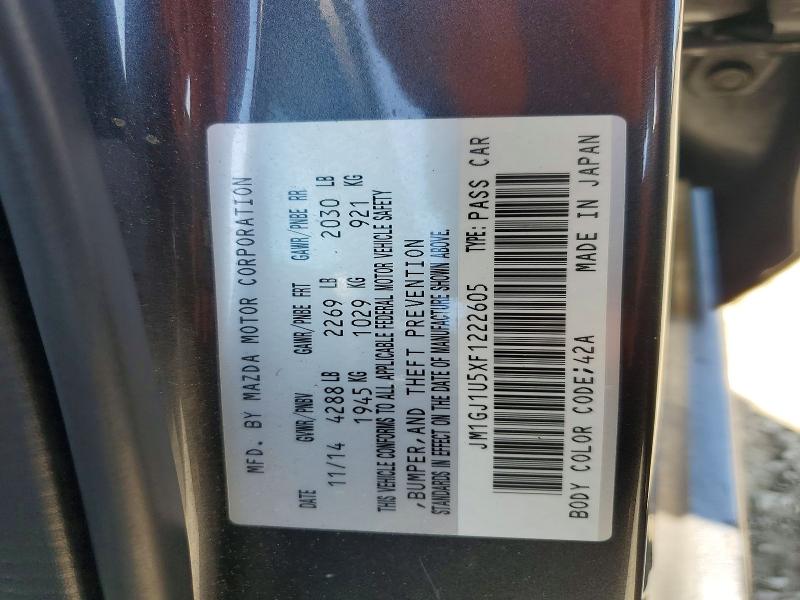 66135646 :رقم المزاد ، JM1GJ1U5XF1222605 vin ، 2015 Mazda 6 مزاد بيع