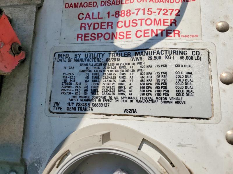 64015386 :رقم المزاد ، 1UYVS2489K6680137 vin ، 2019 Utility Vs2ra مزاد بيع
