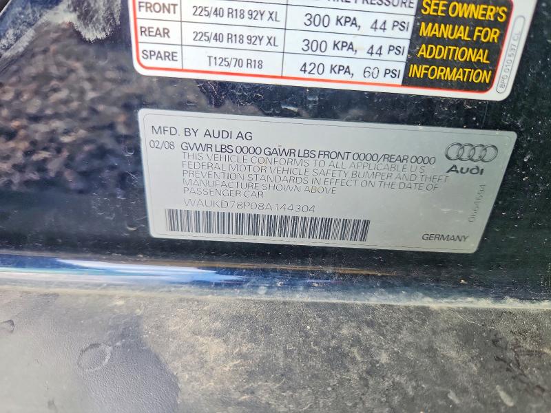 66546916 :رقم المزاد ، WAUKD78P08A144304 vin ، 2008 Audi A3 مزاد بيع