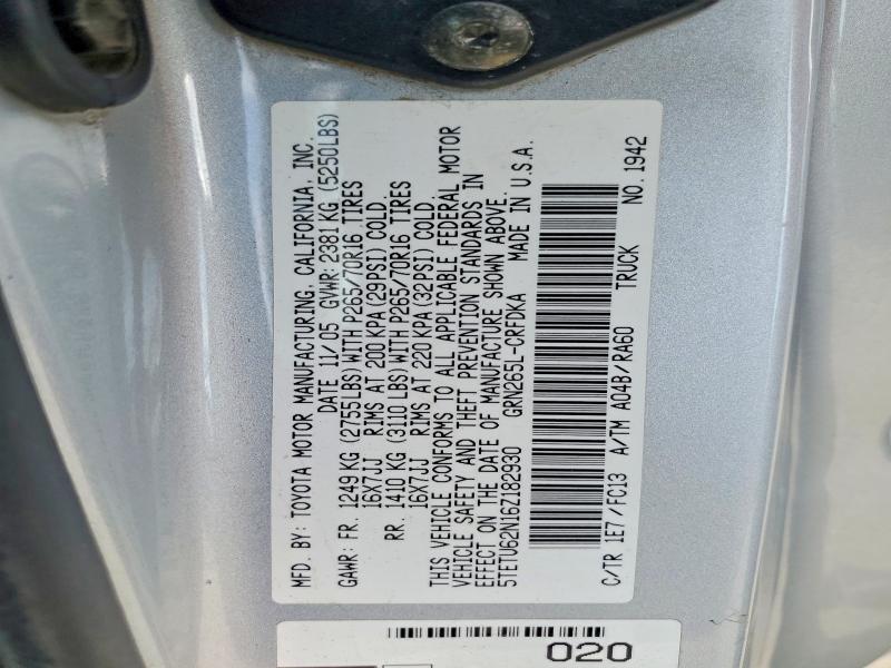 65383256 :رقم المزاد ، 5TETU62N16Z182930 vin ، 2006 Toyota Tacoma مزاد بيع