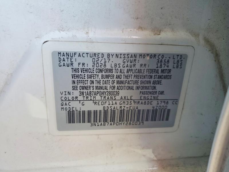 Продаж на аукціоні авто 2017 Nissan Sentra, vin: 3N1AB7AP0HY280039, номер лоту: 61926396