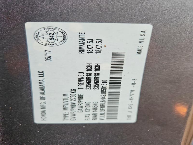 64099826 :رقم المزاد ، 5FNRL6H42JB501810 vin ، 2018 Honda Odyssey مزاد بيع