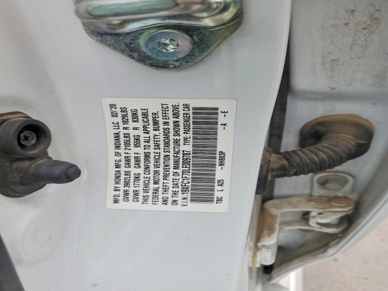 65018866 :رقم المزاد ، 19XFC1F70LE009787 vin ، 2020 Honda Civic مزاد بيع
