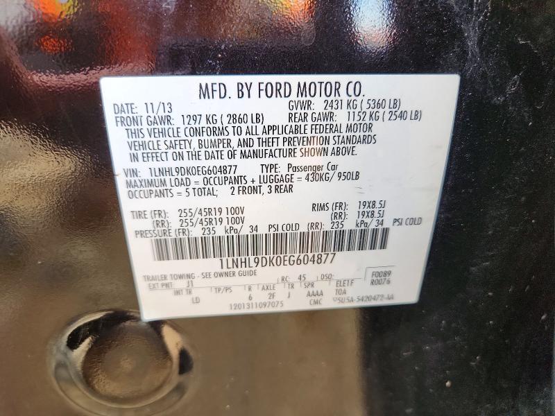 2014 Lincoln Mks მანქანა იყიდება აუქციონზე, vin: 1LNHL9DK0EG604877, აუქციონის ნომერი: 63969576