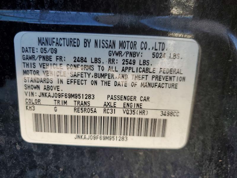 66815446 :رقم المزاد ، JNKAJ09F69M951283 vin ، 2009 Infiniti Ex35 مزاد بيع