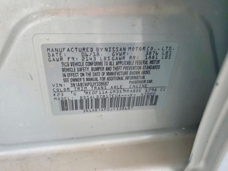 Продажа на аукционе авто 2018 Nissan Sentra, vin: 3N1AB7AP0JY338687, номер лота: 63912476