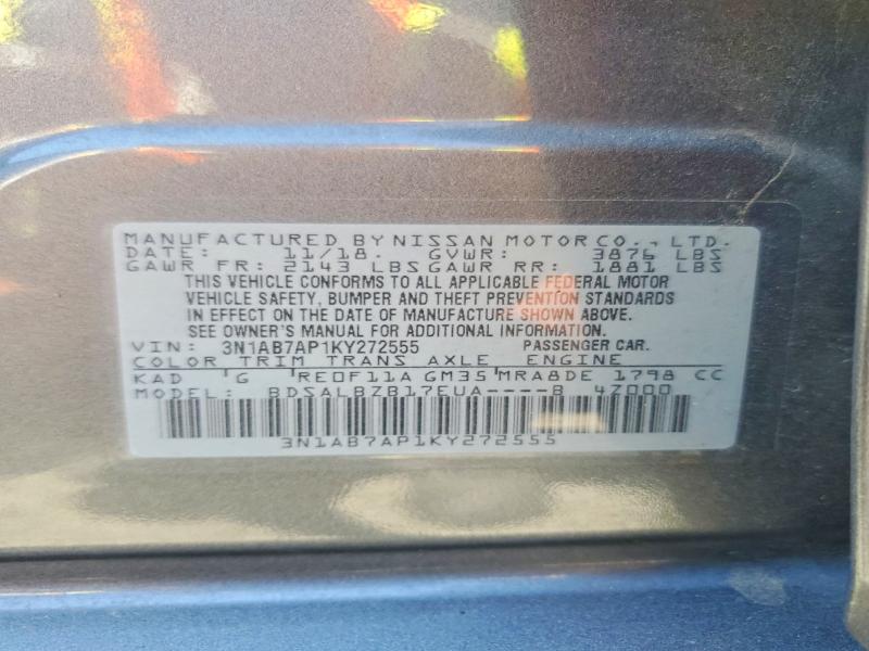 Auction sale of the 2019 Nissan Sentra, vin: 3N1AB7AP1KY272555, lot number: 63608876