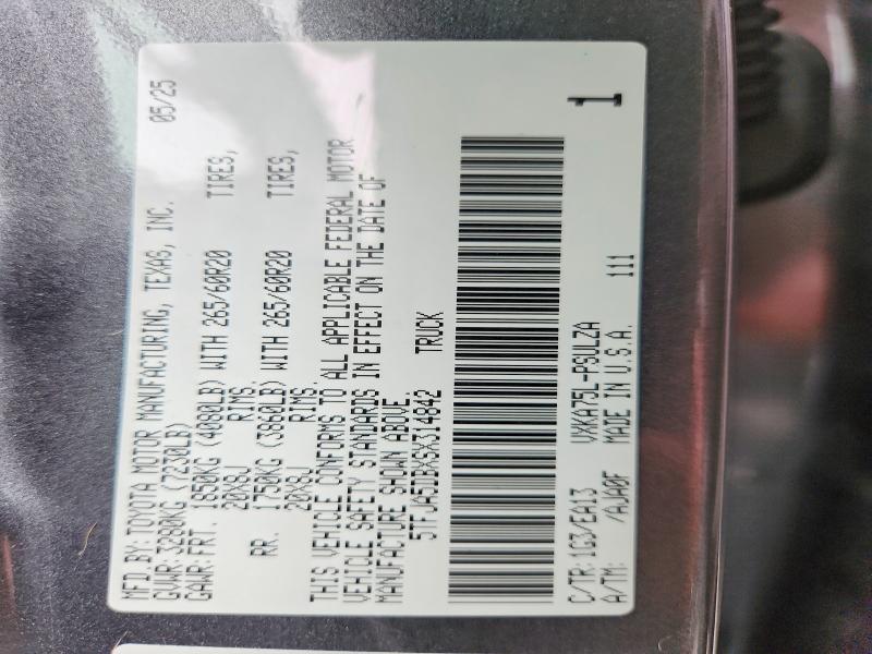 Продаж на аукціоні авто 2025 Toyota Tundra, vin: 5TFJA5DBXSX314842, номер лоту: 67418426